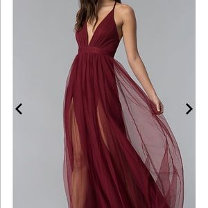 “Long Sexy Prom Dress with Deep V-Neckline”
